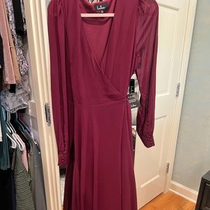 Long V-neck Wrap Dress